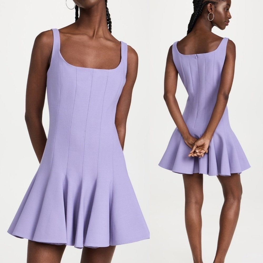 Sergio Hudson Trumpeted Mini Dress in Lilac Purple sz 14